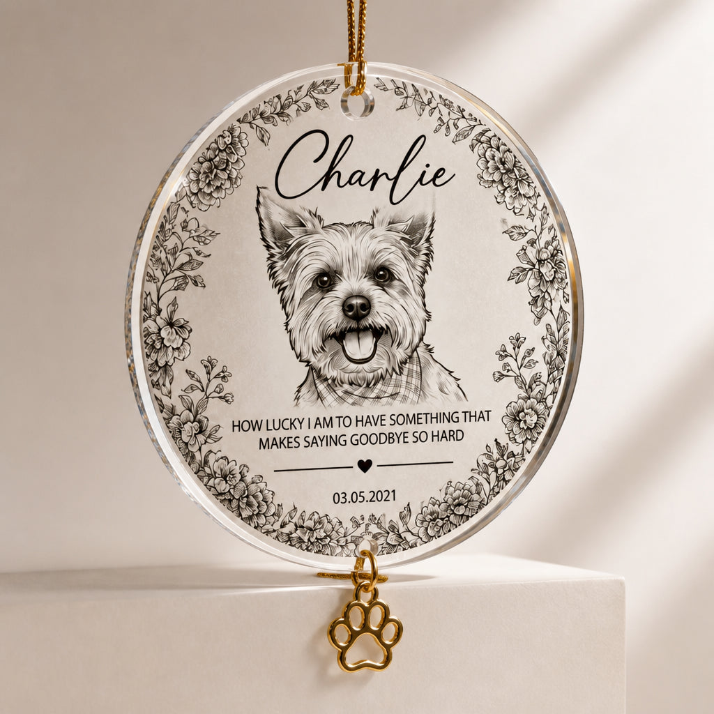 Custom Pet Memorial Botanical Portrait Ornament - Personalized 1 Layered Suncatcher with Charm 3cd8eeb9-60bf-4b98-87c8-32c5b136569e.jpg