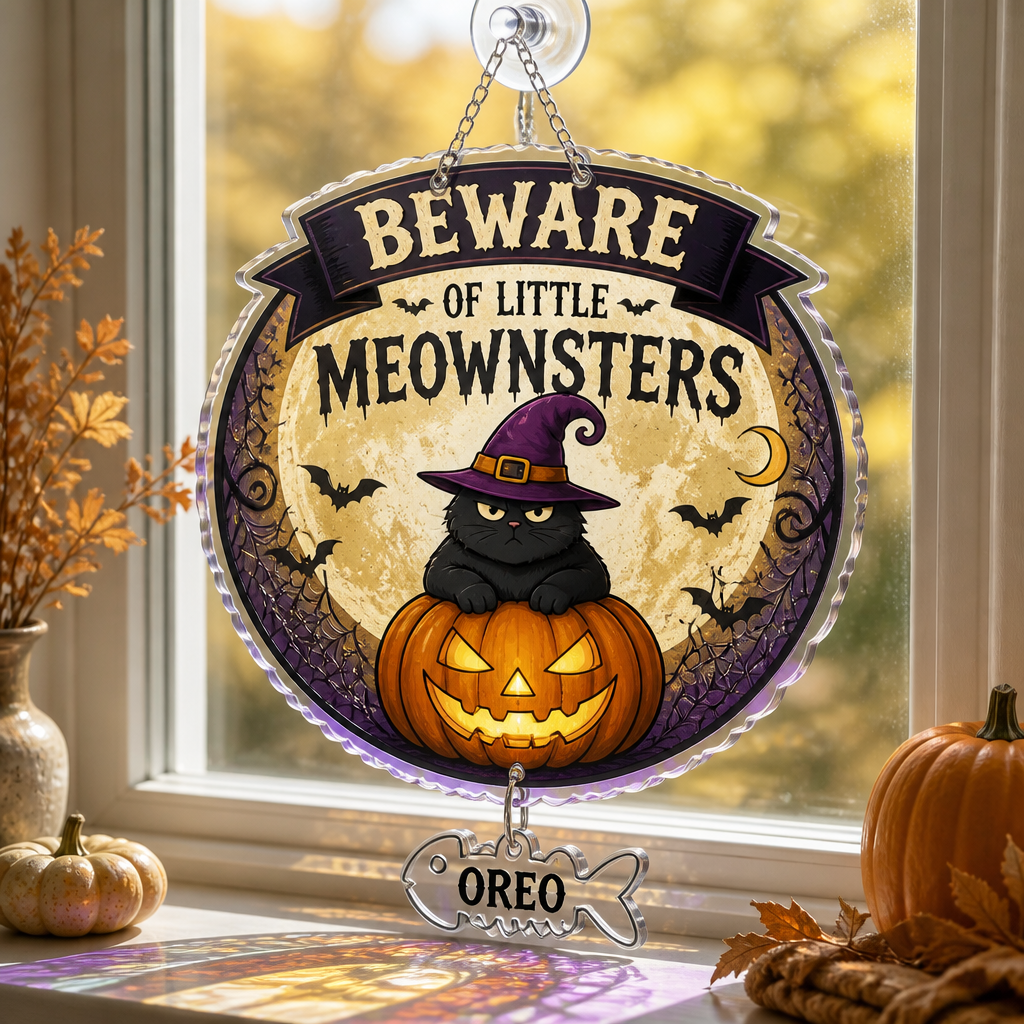 Beware of Little Meownsters Personalized Cat Garden Flag - Personalized 1 Layered Suncatcher with Charm 3cf292b7-7a10-4272-b0d2-a9b34282c021.png