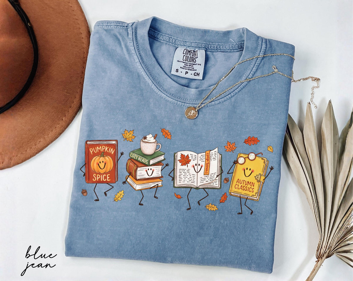 Comfort Colors Fall Book Doodle Characters Shirt, Cozy Autumn Reading Tee, Book Lover Gift, Thanksgiving Pumpkin Shirt, Fall Season Shirt 3cf57162-49e1-4987-92a2-52512527f3ad-7.jpg