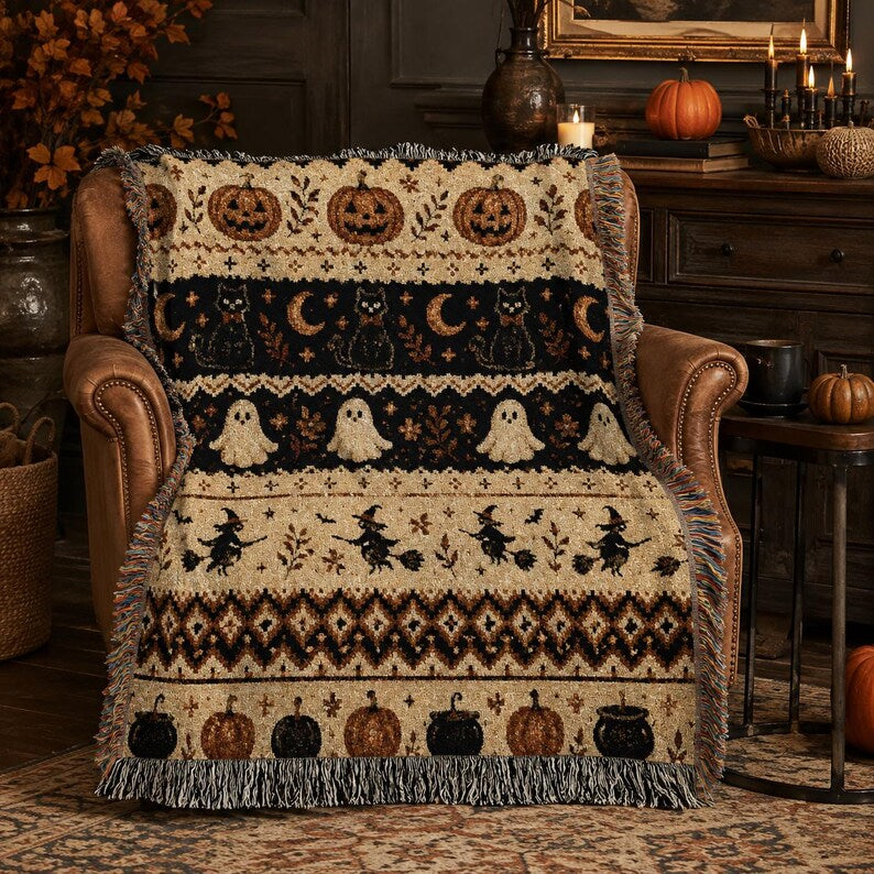 Ghost Cat Halloween Woven Blanket, Black Cat Spooky Fall Home Decor, Cozy Autumn Couch Throw, Halloween Decor 3cf63ea8-bd6b-48a6-afa1-a904a295e4cd-rtry-2-.jpg