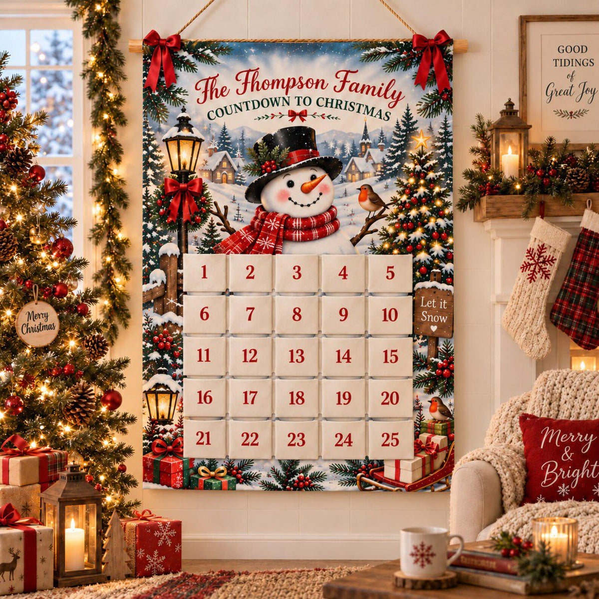 Personalized Reusable Fabric Advent Calendar, Snowman Christmas Countdown, Custom Family 25 Pocket Advent Calendar, Holiday Wall Xmas Decor 3d0c4169-4712-420b-b6e8-e73ac7cb9fdd-il_1588xN.8575971377_hw1j.jpg