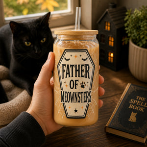 Father of Meownsters – Custom Pet Photo Glass Can Tumbler - Personalized Glass Tumbler 3d0cd27d-1ab3-434b-b71a-3ea8aeaeac24.jpg