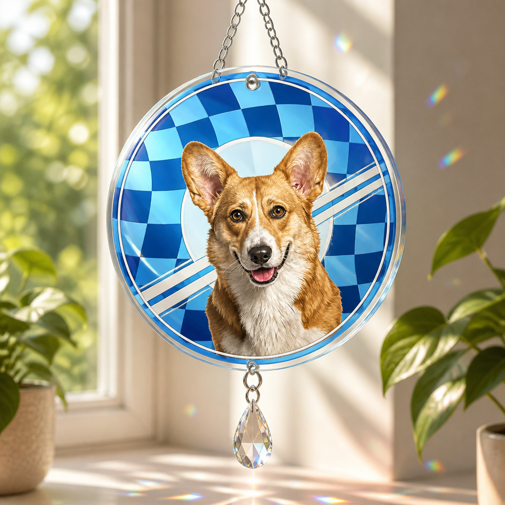 Custom Pet Portrait Racing-Check Metal Sign (License Plate Style) - Personalized 1 Layered Suncatcher with Charm 3d4fc5db-658c-4676-a579-4416dbf4a6c7.png