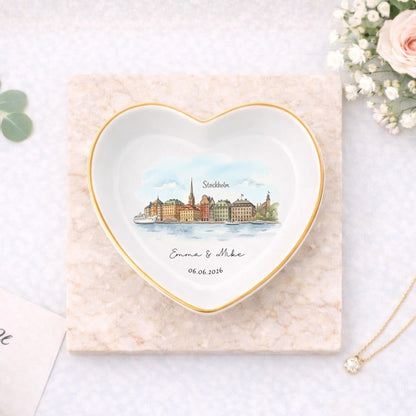 Custom Skyline Ring Dish l Personalized Engagement Trinket Tray l Watercolor Landscape Wedding Keepsake 3d54ee9e-918b-4efa-aafc-636c7b8456b4-1-3.jpg