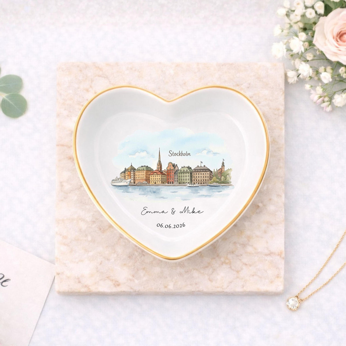 Custom Skyline Ring Dish l Personalized Engagement Trinket Tray l Watercolor Landscape Wedding Keepsake 3d54ee9e-918b-4efa-aafc-636c7b8456b4-1-3.jpg