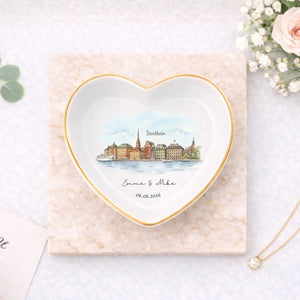 Custom Skyline Ring Dish l Personalized Engagement Trinket Tray l Watercolor Landscape Wedding Keepsake 3d54ee9e-918b-4efa-aafc-636c7b8456b4-1-3.jpg