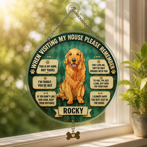 Dog House Rules Doormat – Custom Pet Portrait & Name - Personalized 1 Layered Suncatcher with Charm 3d5c535a-78c9-4775-9bc9-4d1af99f95e4.jpg
