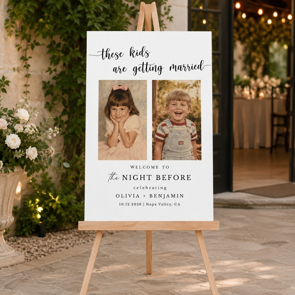 These Kids Are Getting Married - Wedding Rehearsal Dinner Welcome Sign - Personalized Poster 3d6483be-c68a-4347-9893-7c966fd0ed17-banner-1.png
