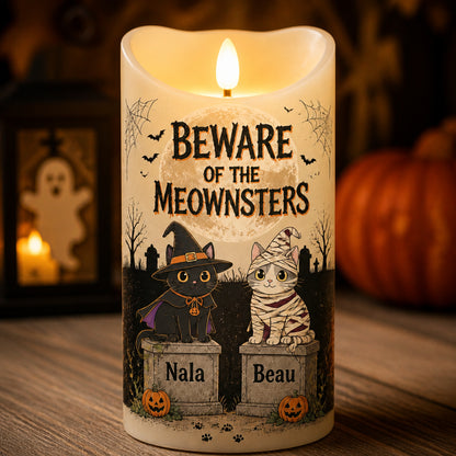 Halloween Beware of the Meownsters LED Candle — 2 Cat Names - Personalized Custom Led Flameless Candle 3d8eb404-ce8f-4a72-9e8d-733d5ddc7ee4.jpg