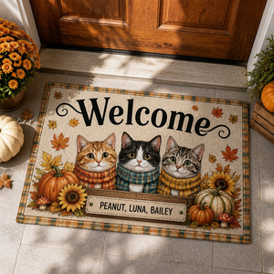 Autumn Cats Welcome Doormat – Personalized Pet Names - Personalized Doormat 3d964513-26a4-4b69-abdd-7b18021eb1a9.png