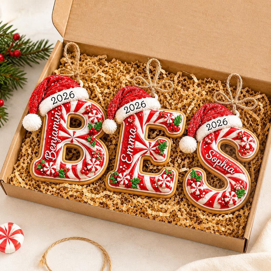 Personalized Peppermint Christmas Ornament, Custom Name Initial Monogram Ornament, Candy Cane Letter Xmas Decor,Kids Christmas Tree Ornament 3d9de960-3b44-455c-b1f8-40f85b2c06a8-7.jpg