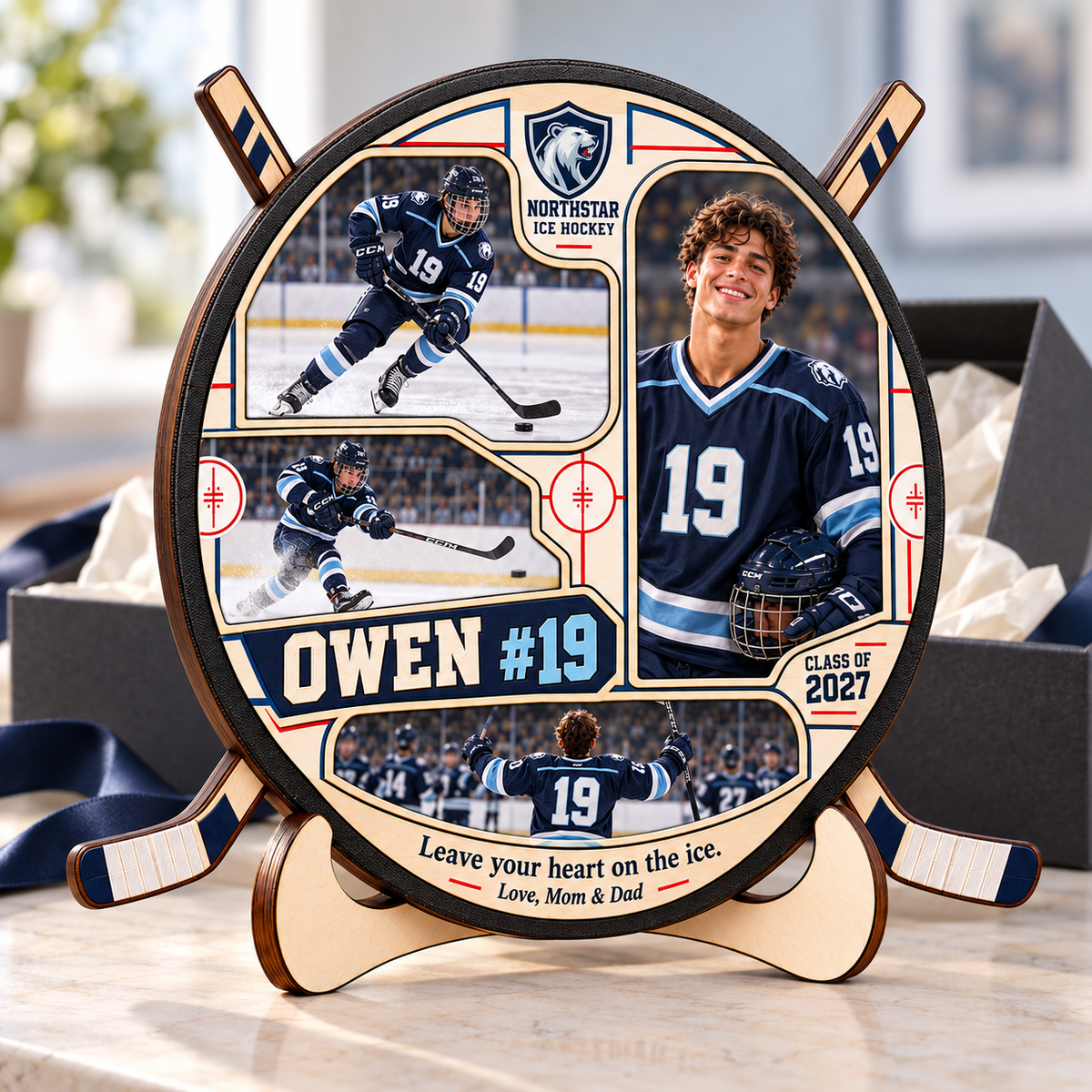 Personalized Ice Hockey Photo Collage Plaque with Stand – Christmas Gift for Hockey Players, Senior Night & Graduation Keepsake 3dc5a661-05bd-4fde-86d6-4821b5d07186-Hockey-keepsake-plaque-gift-presentation-4.png
