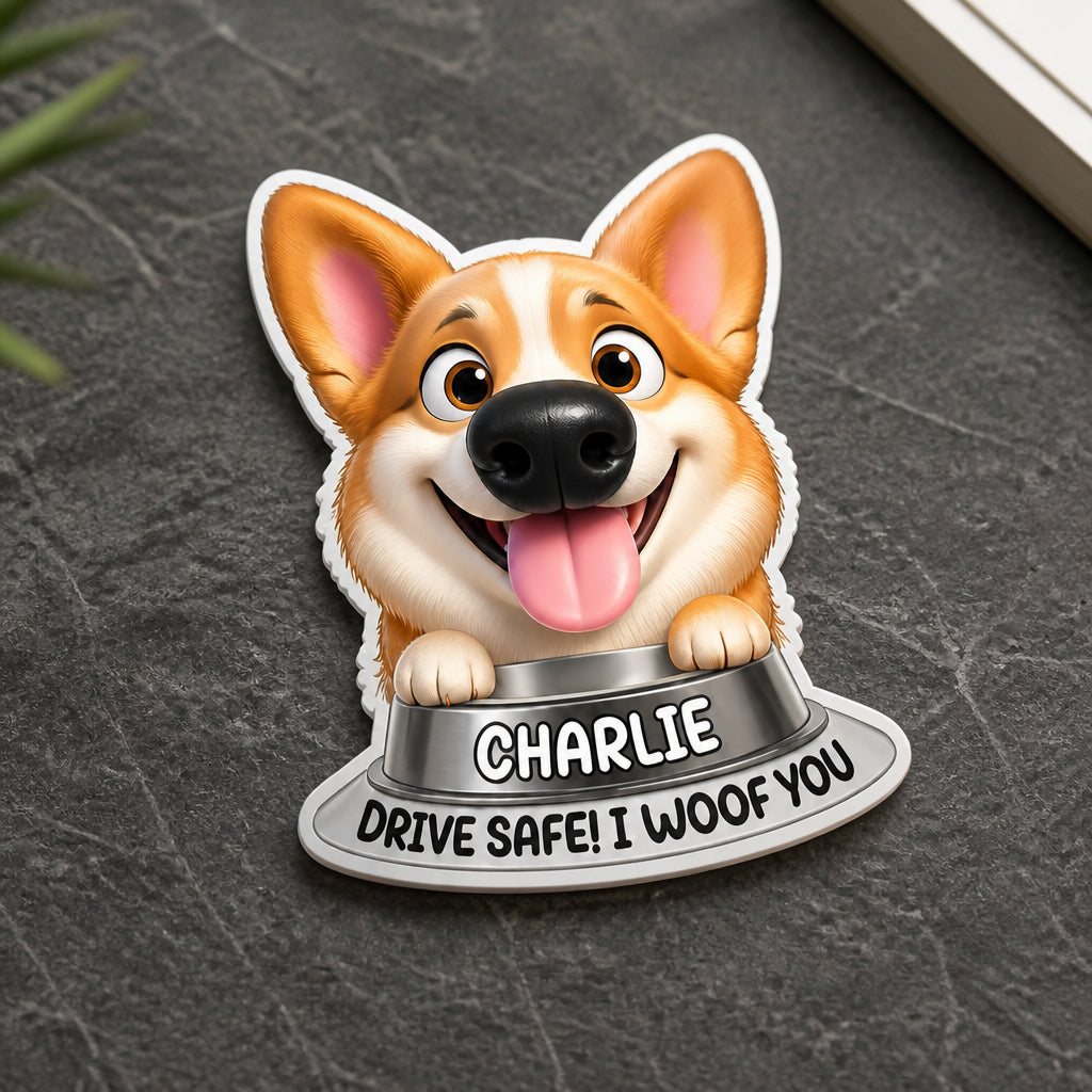 Custom Pet Cartoon Fridge Magnet – Drive Safe | Name + Photo Upload - Personalized Custom Shape Fridge Magnet 3dc979e1-69ba-4b48-b31f-7a7460b05159.jpg