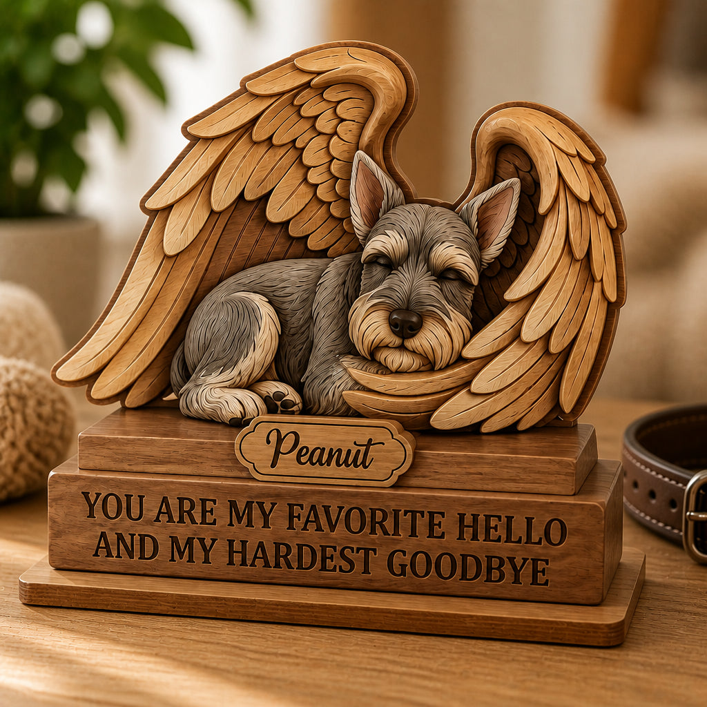 Custom Pet Memorial Winged Wood Plaque – Favorite Hello, Hardest Goodbye - Personalized Wooden custom shape Standing 2 layer (5mm) 3dcfdae3-4575-4c01-bbc2-48034b979a34.jpg