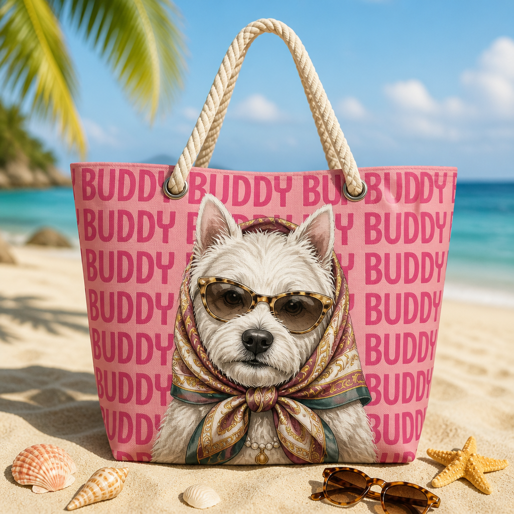 Custom Pet Portrait Beach Tote – Retro Scarf & Sunnies - Personalized AOP Tote 3de483f0-e257-4d50-bdf5-4032a302fe1d.png
