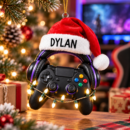 Personalized Gamer Christmas Ornament With Custom Name Santa Hat, Gaming Controller Headset Holiday Tree Decor, Unique Gift For Him 3de6a12b-4374-4051-a01a-6d4482d8cc0f-bea987b4-fc80-457e-84a5-80326f04980f.png