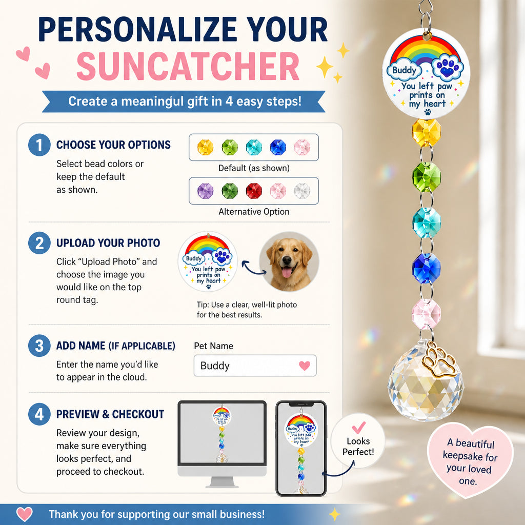 Pet Memorial Suncatcher – You Left Paw Prints On My Heart (Name Personalized) - Personalized 1 Layered Suncatcher with Charm 3dfb4954-6639-41ea-a086-554bc2183da3.jpg