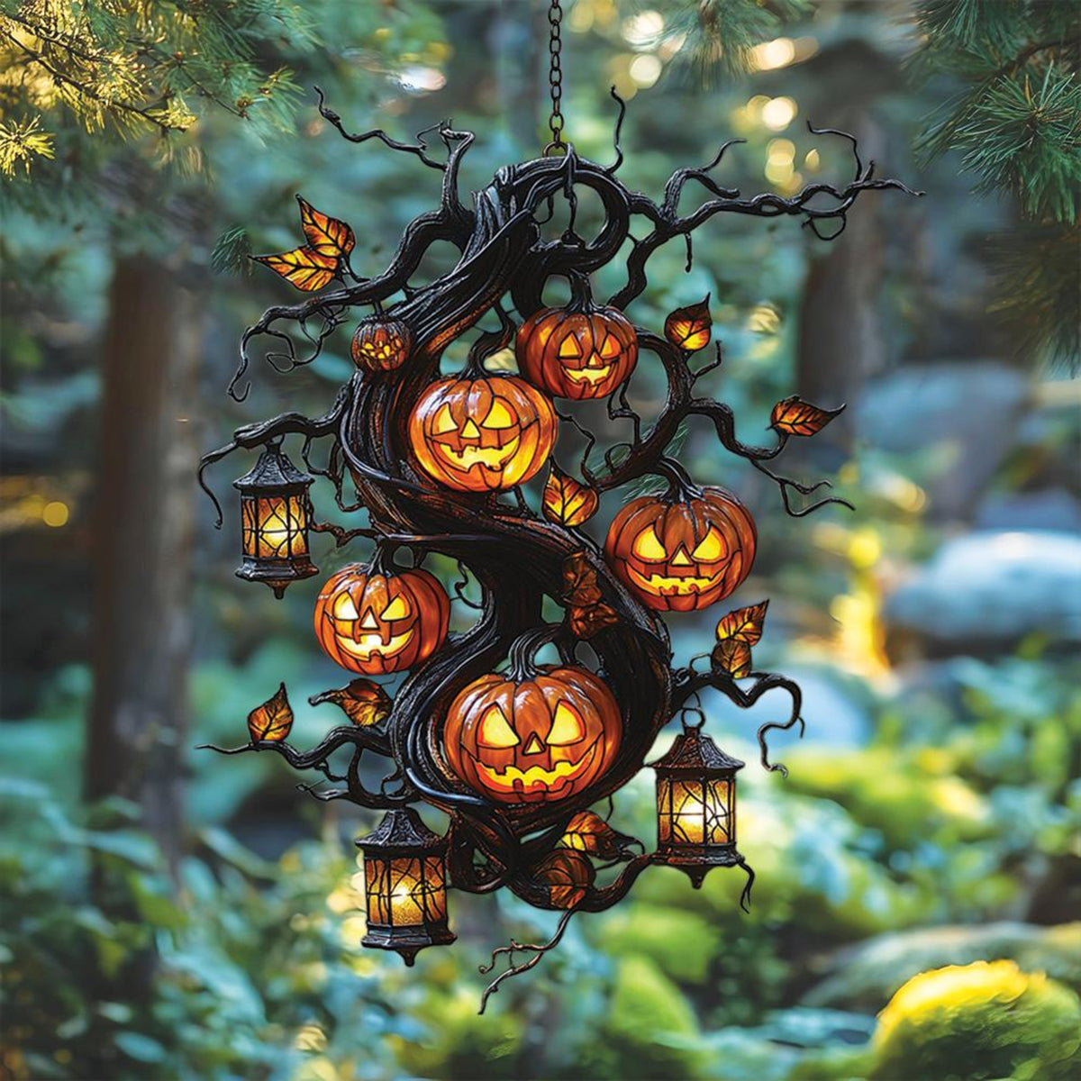 Halloween Pumpkin Tree Stained Acrylic Suncatcher, Spooky Jack-o’-Lantern Window Hanging Decor, Autumn Gothic Sun Catcher Gift 3e0fd09c-b69d-4821-b971-980a35132410-3.jpg