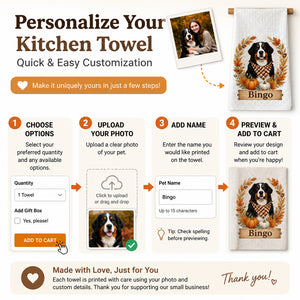 Autumn Pet Portrait Kitchen Towel – Name + Photo - Personalized Kitchen Towel 3e1139cd-b67e-468c-bedd-4fcbe649f05c.jpg