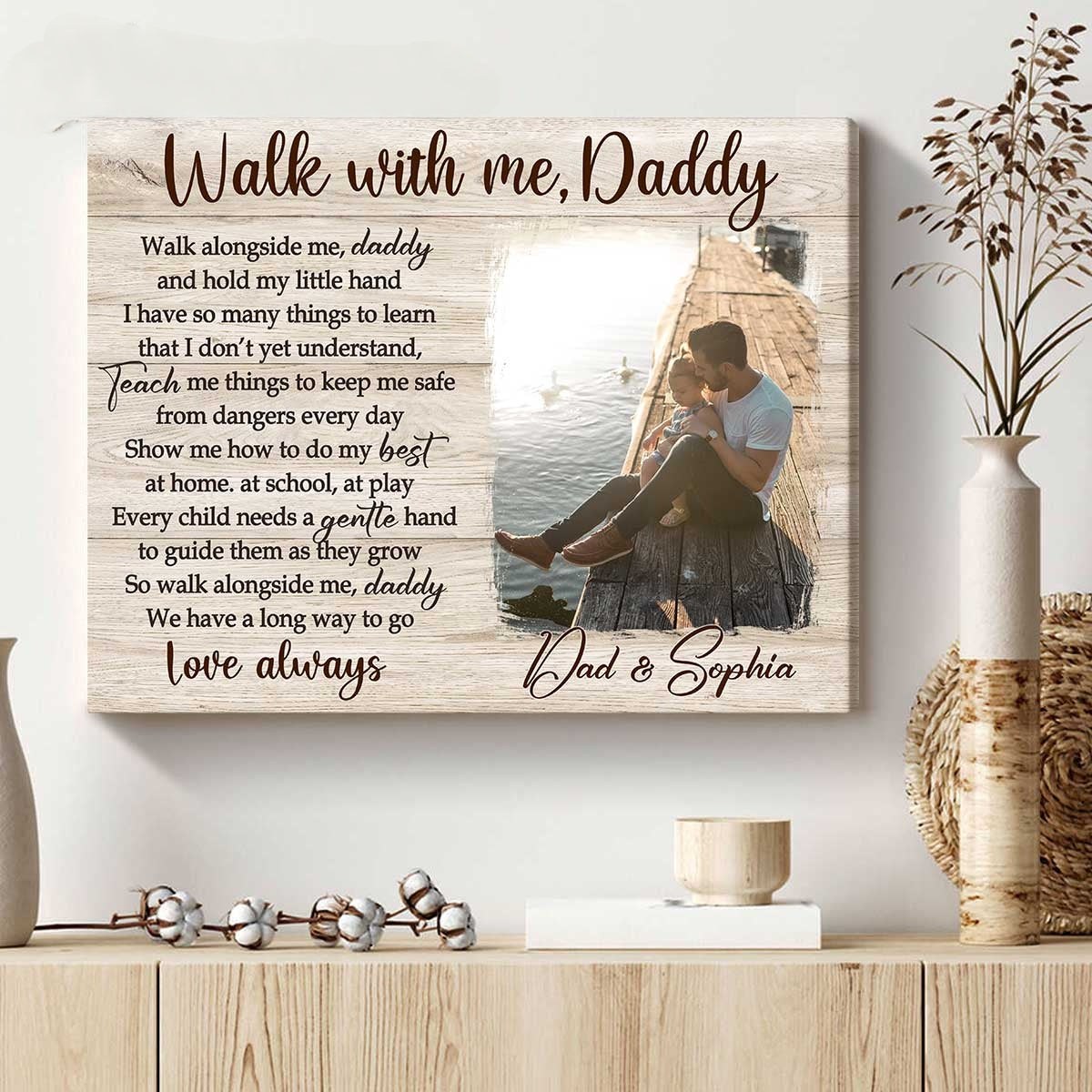 Personalized Stepped up Dad Happy Father s Day Canvas, Gifts For Step Dad On Fathers Day, Stepped Up Dad Gifts, Personalized Step Dad Gifts