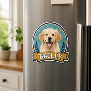 Custom Pet Portrait Fridge Magnet with Name – Modern Badge - Personalized Custom Shape Fridge Magnet 3e45eab5-d497-472c-8e96-fff40f0f59e3.jpg