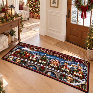 Personalized Grandma's Christmas Crew Runner Rug, Custom Grandkid's Name Train Doormat, Holiday Hallway Carpet, Christmas Home Decor 3e7474aa-6fbd-49b7-89df-68ffc262882c-banner-1.png