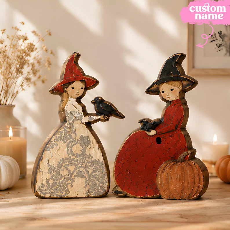 Charming Halloween Witch Wooden Block, Rustic Fall Decor, Spooky Cute Witch Figurine, Autumn Farmhouse Mantle Decoration 3e8647b5-495f-4b73-8e83-c2deb2419736-t-u-8-.webp