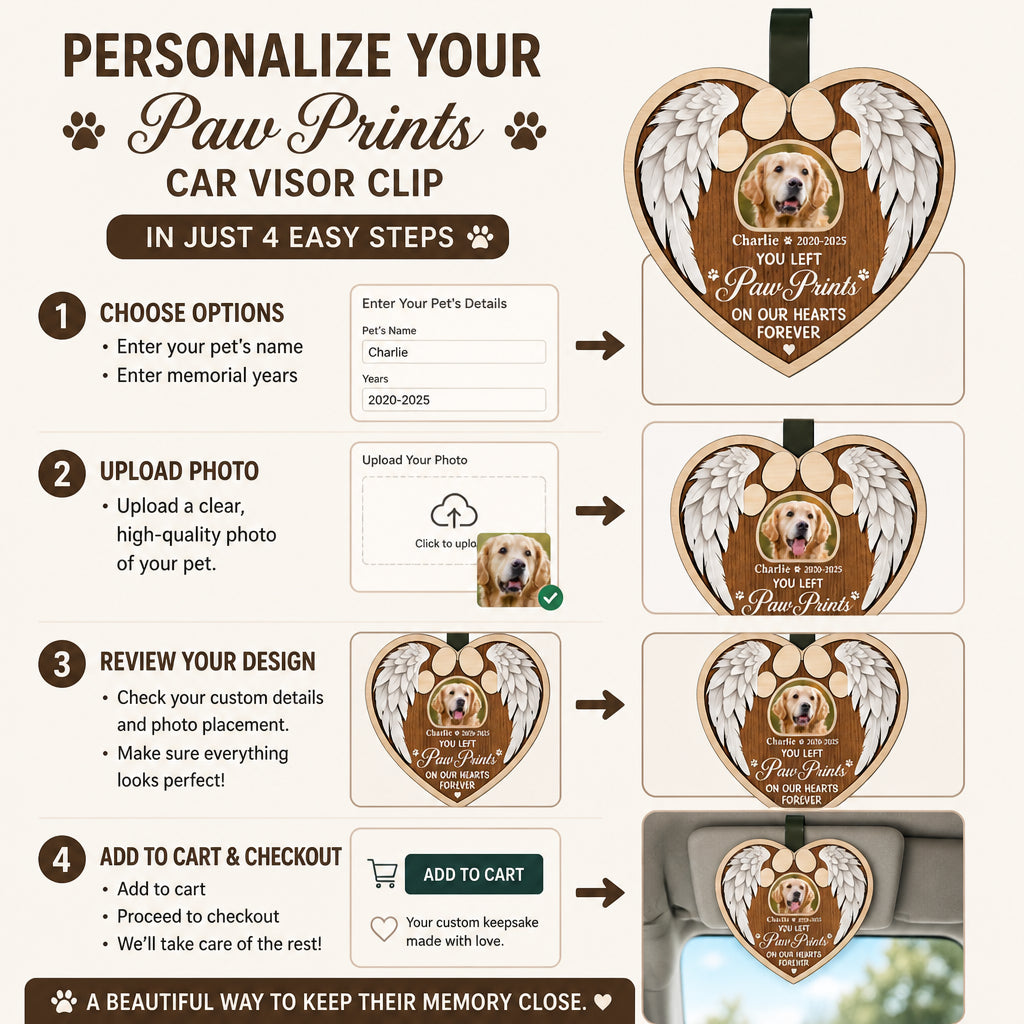 Pet Memorial Car Visor Clip – Photo + Name – You Left Paw Prints - Personalized Wooden Car Visor Clip 2 Layer 3e92e159-859f-4f86-81f0-90b61f8a5b1b.jpg
