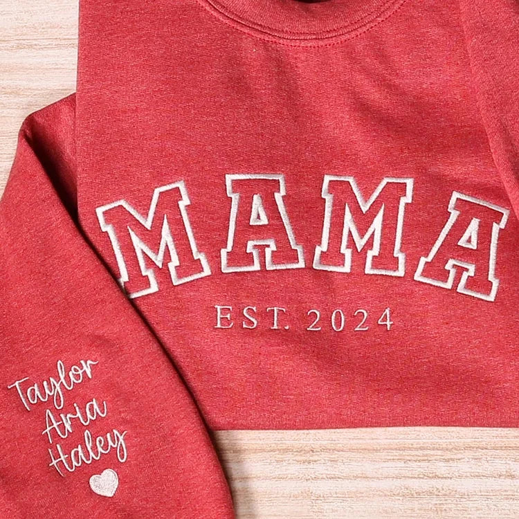 Mama Embroidered Sweatshirt, Custom Mama Shirt - Best Custom