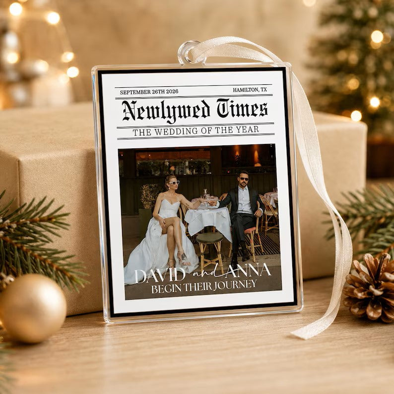 Personalized Wedding Photo Newspaper Ornament: Newlywed Times Ornament, Just Married Ornament, 2026 First Anniversary Gift for Couple 3eb56b2b-c40f-4888-8109-c541da51f1ea-dfdsgfsdfdsfd.jpg