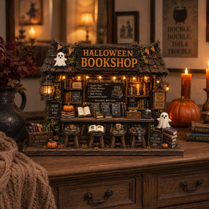 Halloween Bookshop Wooden Block, Spooky Library Shelf Decor, Haunted Bookstore Table Decoration, Witchy Fall Home Gift for Readers 3eec7e3b-a059-4505-a6a5-733551dae890-5.jpg