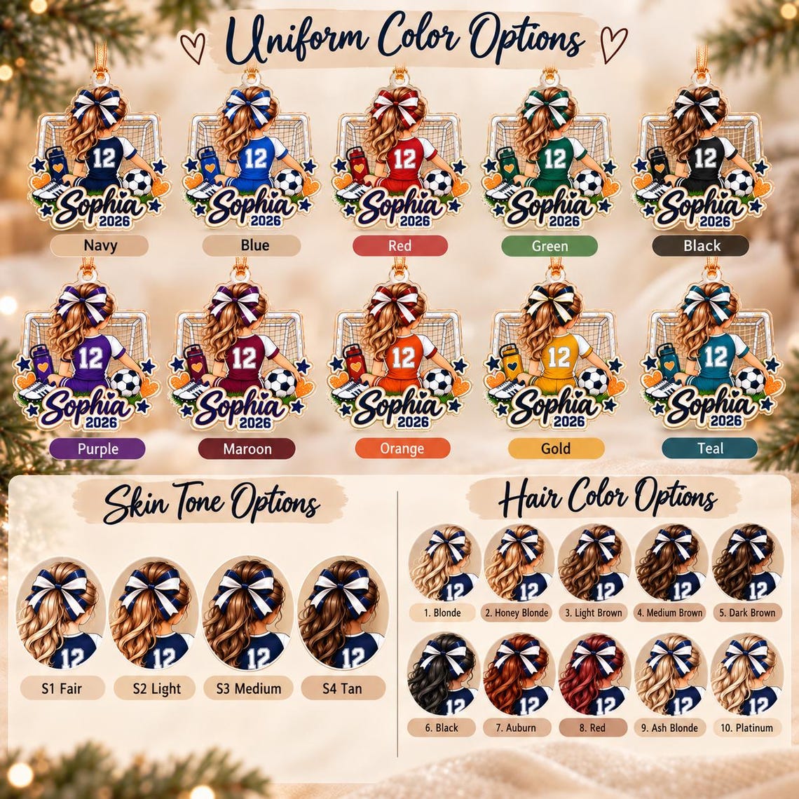 Personalized Soccer Girl Christmas Ornament, Custom Soccer Player Acrylic Ornament with Name & Jersey Number, Soccer Team Gifts for Girls 3f205702-e0f8-4a66-8376-d7bca902f77a-4.jpg