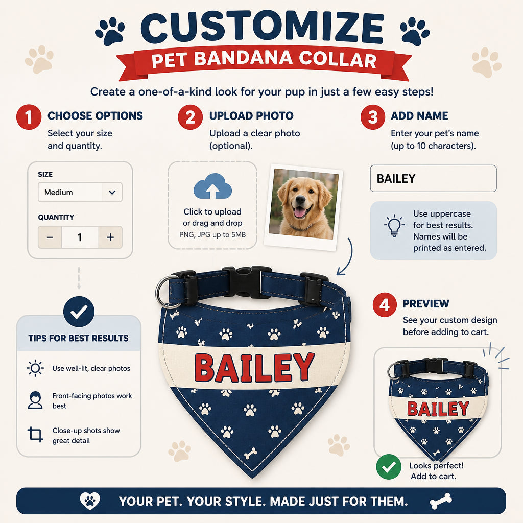 Custom Pet Name Paw-Print Bandana - Personalized Pet Bandana Collar With Adjustable Buckle 3f2d2ca6-e2aa-41df-af92-49156b52b06a.jpg