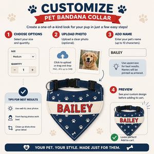 Custom Pet Name Paw-Print Bandana - Personalized Pet Bandana Collar With Adjustable Buckle 3f2d2ca6-e2aa-41df-af92-49156b52b06a.jpg