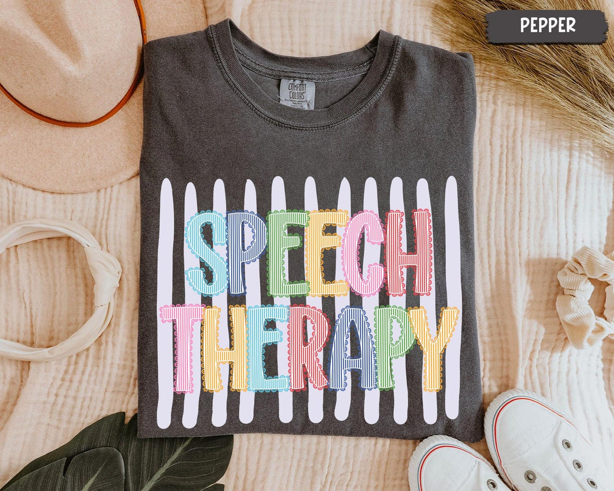 Speech Therapy Shirt: Faux Seersucker Lace SLP SLPA Shirt, Stripe Sped Teacher Shirt, Speech Language Pathologist Tee, Back To School Gift 3f413ea9-8726-48df-98d0-e0bb754ae560-6.jpg