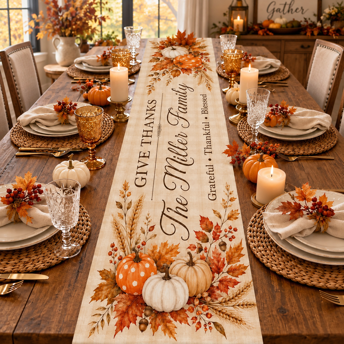 Custom Family Thanksgiving Table Runner Linen 70x13in, Personalized Pumpkin Fall Table Decor, Give Thanks Autumn Dining Table Runner 3f44fb7a-a4c8-42a4-8acb-d7d324dad292-4ac783cd-c48d-4cfd-b875-0f1bde0e51a7.png