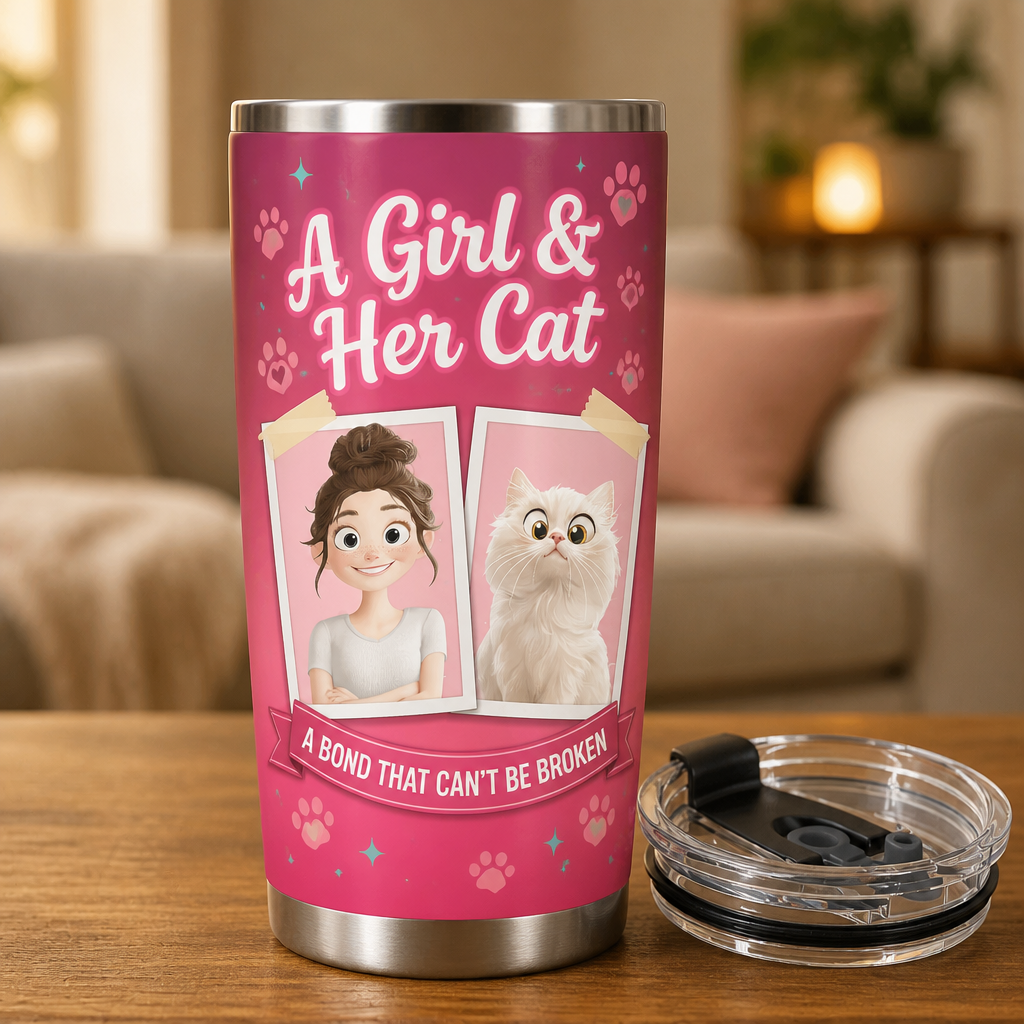 A Girl & Her Cat — Custom Portrait Tumbler - Personalized Tumbler 3f476258-4fb1-4097-894b-6ae342bcf70c.png