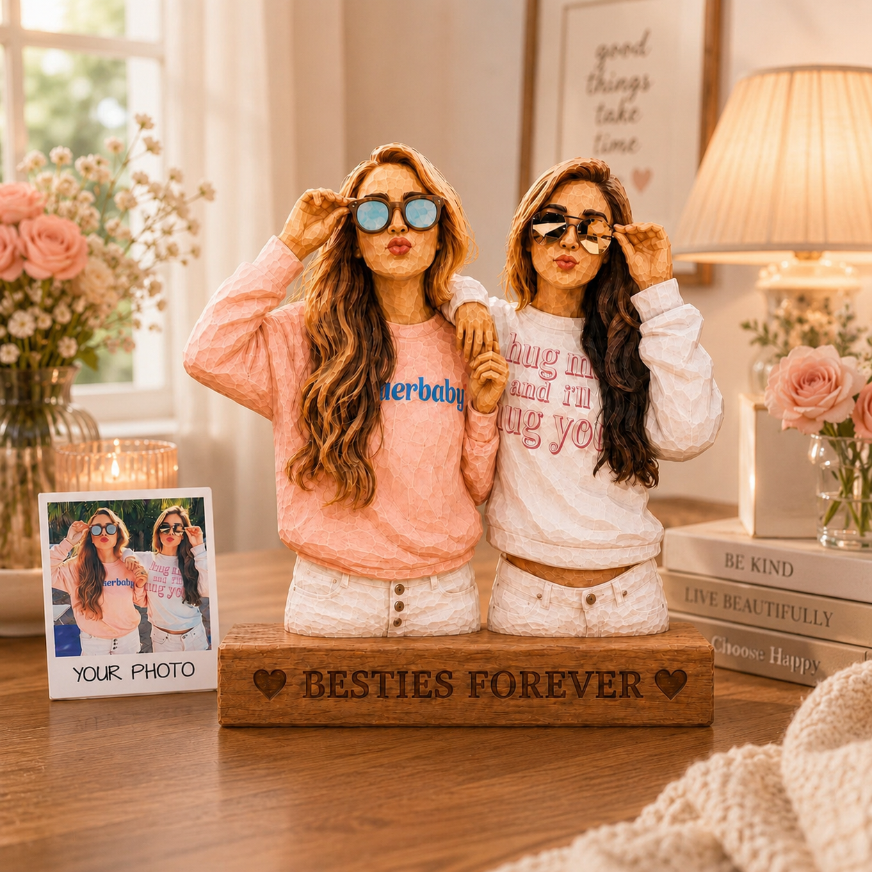 Personalized bestie Wooden Block, Custom Photo Portrait Carved Figurine for her, Home decor gift for besties, Best friend Ever Keepsake 3f5b619e-13ad-4b6b-ab2c-53696d52ce1c-banner-1.png