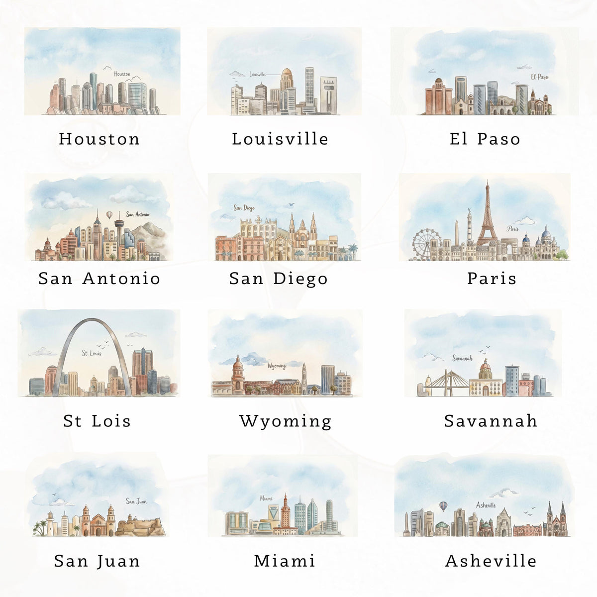 Custom Skyline Ornament l Personalized Engagement Location Gift l Watercolor Landscape Wedding Keepsake 3f75172e-6eee-4f31-9c3c-f3a28229a671-5.jpg