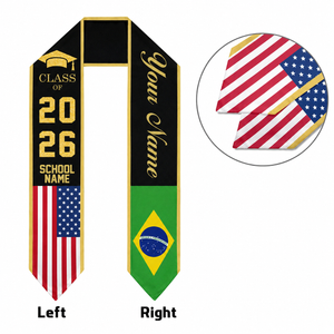 Custom Country Flag Graduation Sash, Personalized Class of 2026 Stole