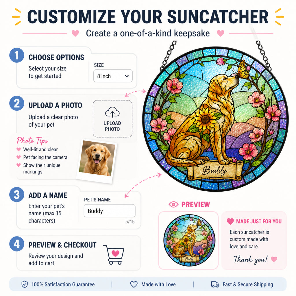 Custom Stained-Glass Pet Suncatcher — Photo-to-Art with Name - Personalized Suncatcher Stained Glass 3fa99b3e-46d4-4d3c-a5e2-25d42c115d4d.jpg
