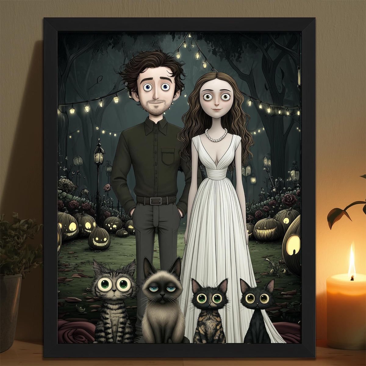 Personalized Wedding Portrait Gift, Custom Couple with Pets, Cute Gothic Portrait Your Photo, Newlywed Engaged Married, Valentines Day Gifts 3fb0c4a1-6ae7-47f6-a150-2fa8881f3a80-8.jpg
