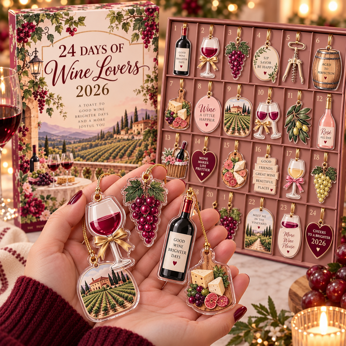 Wine Lovers Advent Calendar 2026, 24 Day Xmas Countdown, Wine Ornaments, Vineyard Holiday Gift, Sommelier Gift for Women, Wine Lover Decor 3fcea0a4-0800-4d1b-9b61-49b86b22c7c2-ce634c74-b9db-4d9a-8b6e-730c2a8ec3a0.png