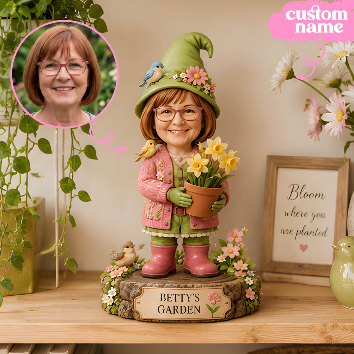 Personalized Garden Gnome Caricature Figurine From Photo, Custom Gardener Decor 3fd27fda-cda5-4e78-a125-140bd3cf1283-5.jpg