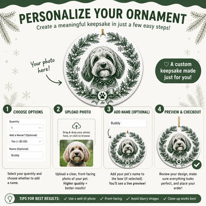 Custom Pet Portrait Holiday Wreath Ornament (Engraved Style) - Personalized Ornament 3fe06288-97d1-4825-a3ae-93cc2e0cb88f.jpg