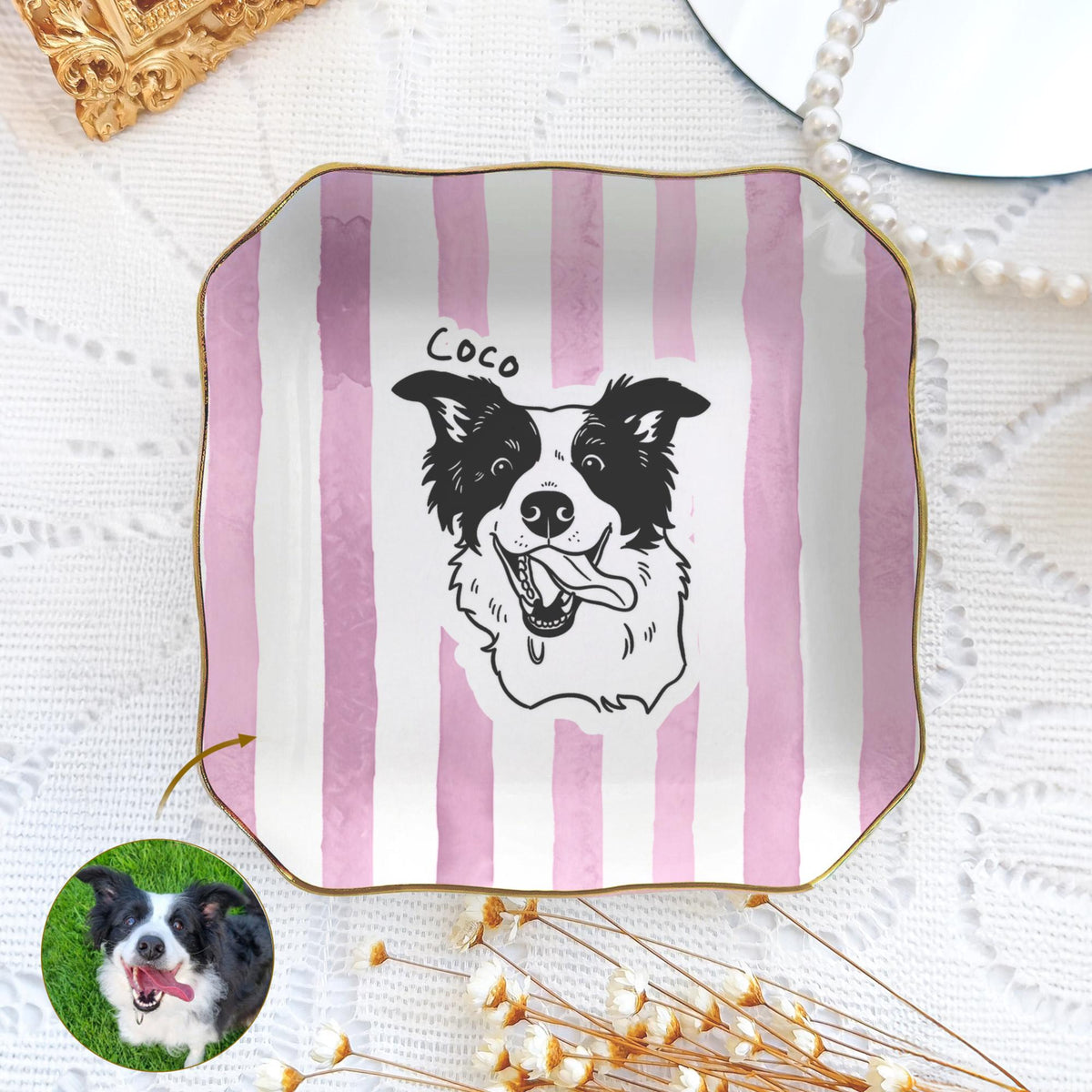 Custom Pet Portrait Jewelry Dish, Dog Line Art Ring Holder, Personalized Pet Memorial Gift, Dog Mom Birthday, Cat Lover Trinket Tray Ceramic 3fe7fe55-c9b8-4389-b71d-e87fe6bdf96e-4.jpg