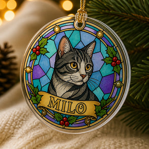 Stained-Glass Cat Name Ornament - Personalized Transparent Acrylic Ornament 3feaef72-991a-42bb-a324-d86941aadd5c.jpg