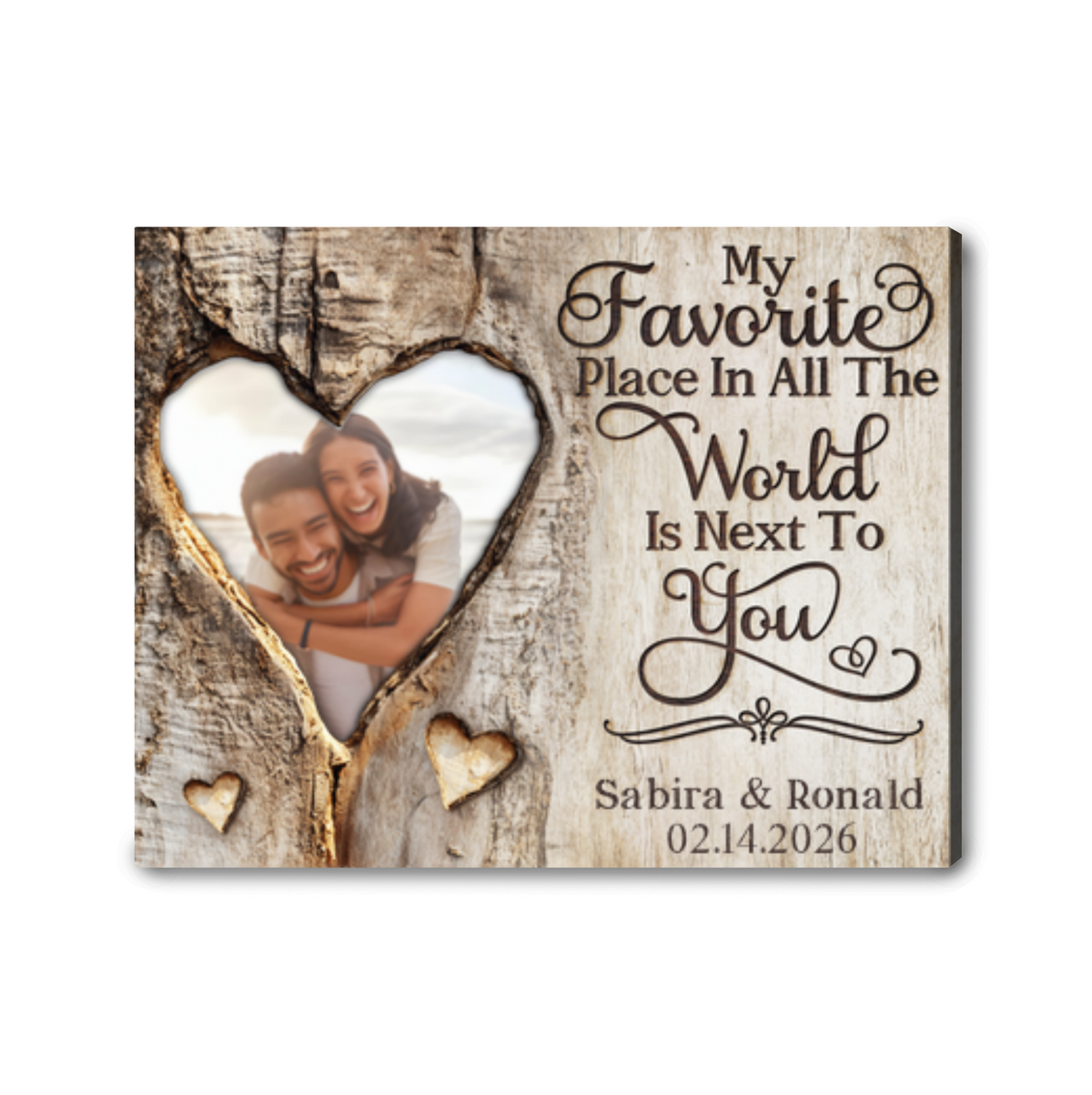 My Favorite Place Personalized Heart Photo Canvas Print Gift for Valentine s Day