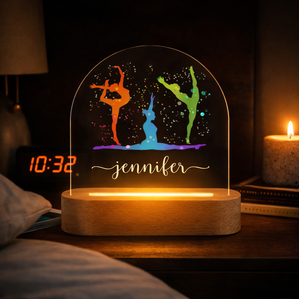 Personalized Gymnast or Gymnastics Gift LED Nightlight, Gymnastics Sister Friend Team Gift, Gymnastics Sports Night Light, Gifts for Her