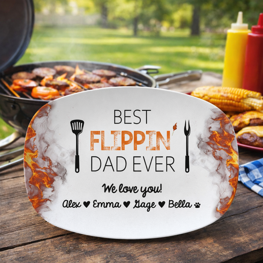 Best Flipping Dad Ever - Personalized Platter - Gift For Dad, Grandpa, Father's Day